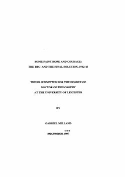 some faint hope and courage: the bbc and the final solution, 1942