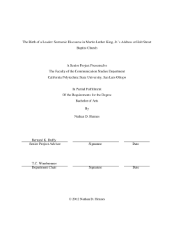 The Birth of a Leader: Sermonic Discourse in Martin Luther King, Jr