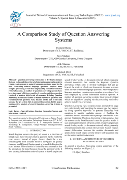 A Comparison Study of Question Answering Systems