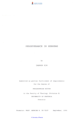 Perseverance in Hebrews - University of Pretoria