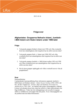 Fr&aring;ga-svar Afghanistan. Grupperna Ittehad-e Islami, Jumbish