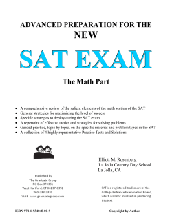 ADVANCED PREPARATION FOR THE The Math Part