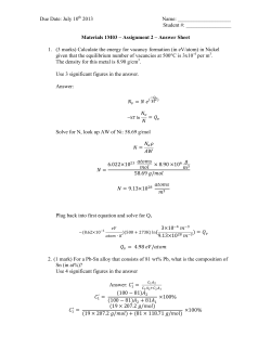 Materials 1M03 Assignment 2 Summer 2013 Answer