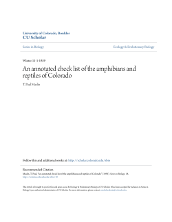 An annotated check list of the amphibians and reptiles of Colorado
