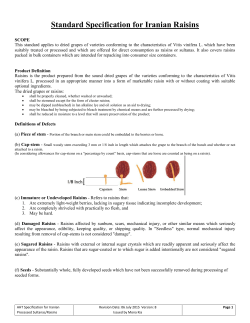 Standard Specification for Iranian Raisins