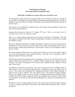 Celebrating Our Heritage The Loyalist Quaker