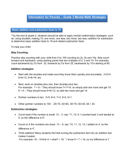 Information for Parents &ndash; Grade 3 Mental Math Strategies