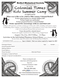 Colonial Times - Bethel Historical Society