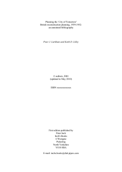 Planning the `City of Tomorrow` British reconstruction planning