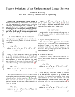 Sparse Solutions of an Undetermined Linear System