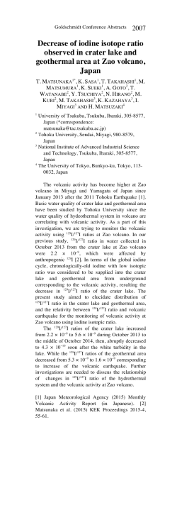Decrease of iodine isotope ratio observed in crater lake and