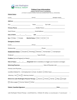 New Patient Paperwork - Lake Washington Physical Therapy