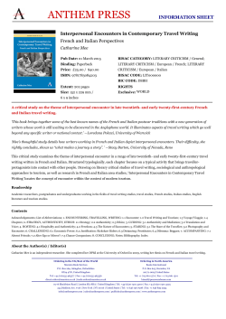 Interpersonal Encounters in Contemporary Travel Writing