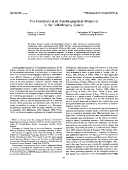 The Construction of Autobiographical Memories