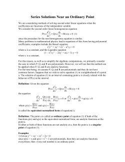 Series Solutions Near an Ordinary Point