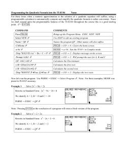 Programming the QF on the TI w/ problem set