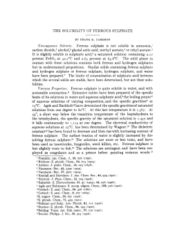 THE SOLUBILITY OF FERROUS SULPHATE