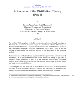 A Revision of the Distillation Theory (Part I)