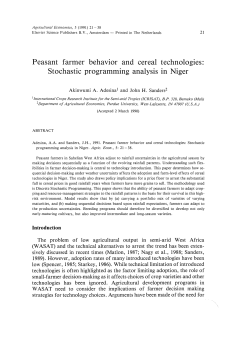 Peasant farmer behavior and cereal technologies