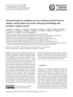 Nocturnal isoprene oxidation over the Northeast United States in