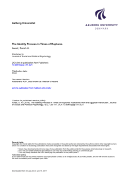 Aalborg Universitet The Identity Process in Times of Ruptures Awad