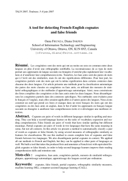 A tool for detecting French-English cognates and false friends