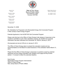 State of New Jersey - New Jersey`s Clean Energy Program