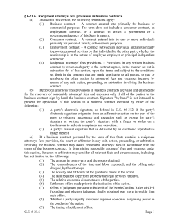 G.S. 6-21.6 Page 1 &sect; 6-21.6. Reciprocal attorneys` fees provisions in