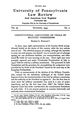 Constitutional Limitations on Trials by Military Commissions