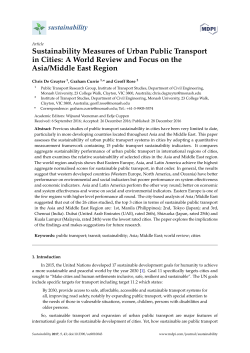 Sustainability Measures of Urban Public Transport in Cities: A World