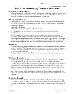 Unit 7 Lab - Describing Chemical Reactions