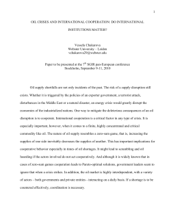 1 OIL CRISES AND INTERNATIONAL COOPERATION
