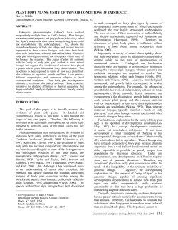 PLANT BODY PLANS - Gravitational and Space Research