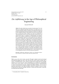 Die Aufkl&auml;rung in the Age of Philosophical Engineering