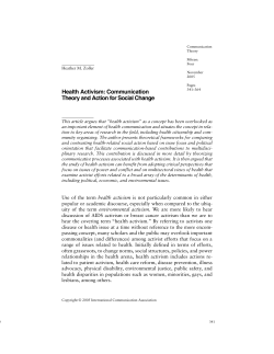 Health Activism: Communication Theory and Action for Social Change