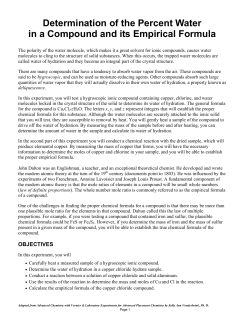 Determination of the Percent Water in a Compound and its Empirical