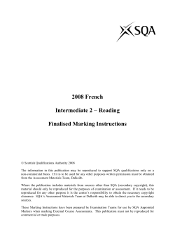 INTERMEDIATE 2 FRENCH &ndash; 2008 Reading
