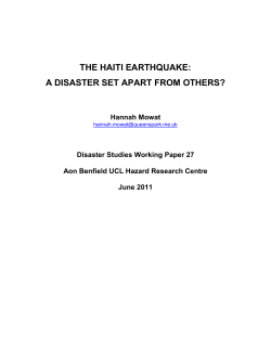 the haiti earthquake: a disaster set apart from others?