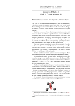 Condensed Matter A Week 2: Crystal structure (II)