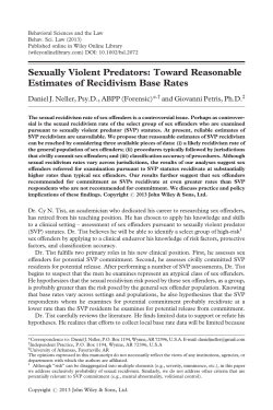Sexually Violent Predators: Toward Reasonable Estimates of