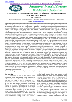 An Assessment of Leadership Style In Fruits And Vegetable