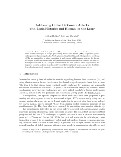 Addressing Online Dictionary Attacks with Login Histories and