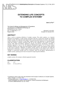 extending life concepts to complex systems