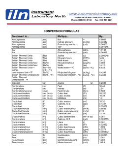 Conversion Formulas - Instrument Laboratory North