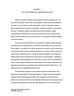 Chapter7. July 1921-October 1922: Allies Against Lenin