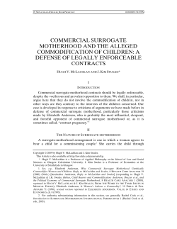 Commercial Surrogate Motherhood and the Alleged