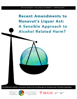 Recent Amendments to Nunavut`s Liquor Act: A