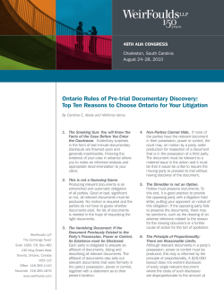 ontario rules of Pre-trial Documentary Discovery: top ten reasons to