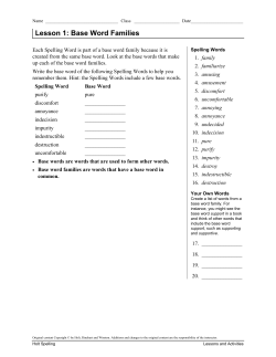 Lesson 1: Base Word Families