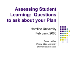 Assessing Student g Learning: Questions to ask about your Plan